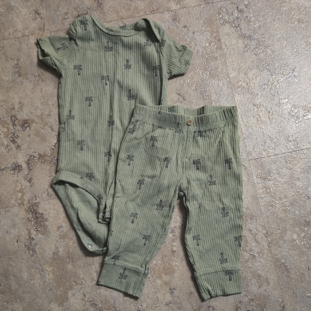 Carters Green Palm Tree Outfit